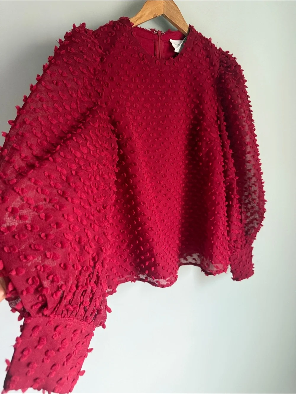 Tuckernuck Hyacinth House Harriet Red Textured Long Sleeve Blouse Medium